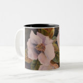 白い花 ツートーンマグカップ (正面左)