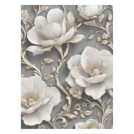 白い花 テーブルクロス (正面)