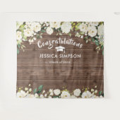 白い花 ユーカリ フォト グラデーション バックドロップ タペストリー (正面(横))