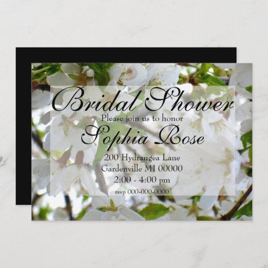 白い花 招待状 (正面/裏面)