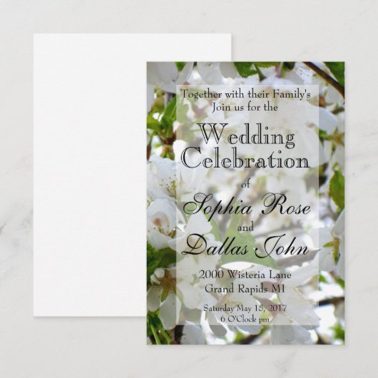 白い花 招待状 (正面/裏面)