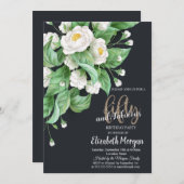 白い花（濃色） 50th 招待状 (正面/裏面)