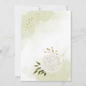 白い花 緑の植物 幾何学的なデザイン ウェディングシャワー 招待状 (裏面)