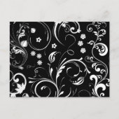 白い花,花のパターン,黒と白 ポストカード (正面)