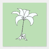 白い花　薄緑色 壁紙 (正面)