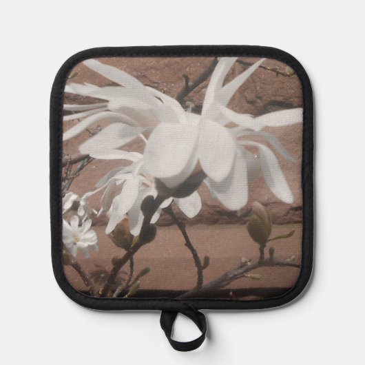 白い花 鍋敷き (正面)