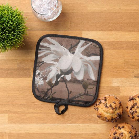 白い花 鍋敷き (トップダウン)