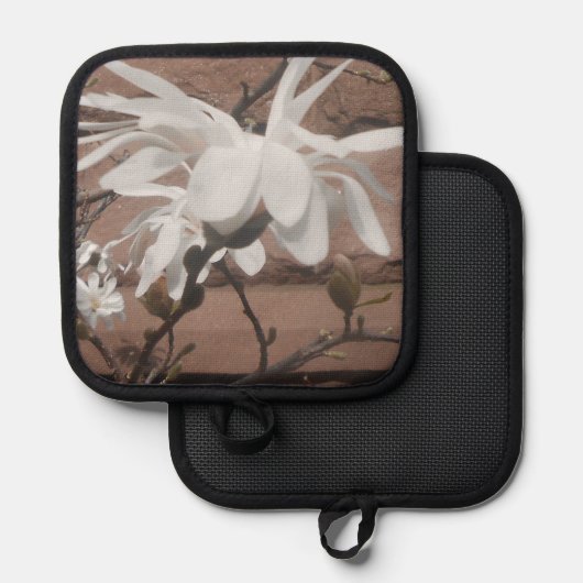 白い花 鍋敷き (正面/裏面)