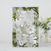 白い花、開花さくらんぼの木 便箋 (スタンド正面)