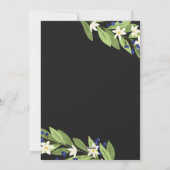 白い花 青い実 六角形の 楽しいホリデー シーズンカード (裏面)