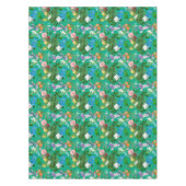 白い花、鳥、ハチ、レモン、蝶、 テーブルクロス (正面)