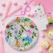 白い花、鳥、ハチ、レモン、蝶、 ペーパープレート (パーティー)