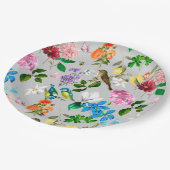 白い花、鳥、ハチ、レモン、蝶、 ペーパープレート (アングル)