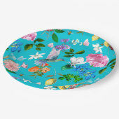 白い花、鳥、ハチ、レモン、蝶、 ペーパープレート (アングル)