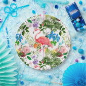 白い花，鳥，フラミンゴ，ミツバチ， ペーパープレート (パーティー)