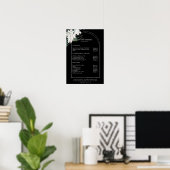 白い花 – 黒サロン価格表ポスター ポスター (ホームオフィス)