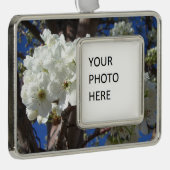 白い花II春開花木 シルバープレートフレームオーナメント (右)