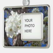 白い花II春開花木 シルバープレートフレームオーナメント (左)