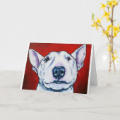 白い英国のブルテリア カード (黄色い花)