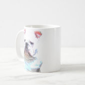 白い英国のブルドッグ2のマグ コーヒーマグカップ (正面左)