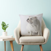 白い英国のブルドッグ クッション (椅子)