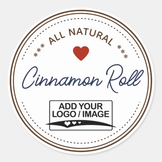 白い茶色の瓶のふたラベル手書きロゴ ラウンドシール (正面)