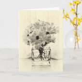 白い菊 カード (黄色い花)