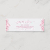 白い華美背景にピンクの枠2 スキニー名刺 (裏面)