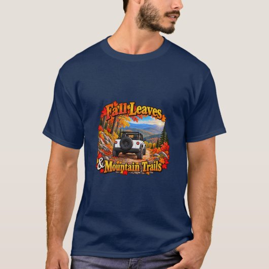 白い落ち葉と山道Tシャツ Tシャツ (正面)