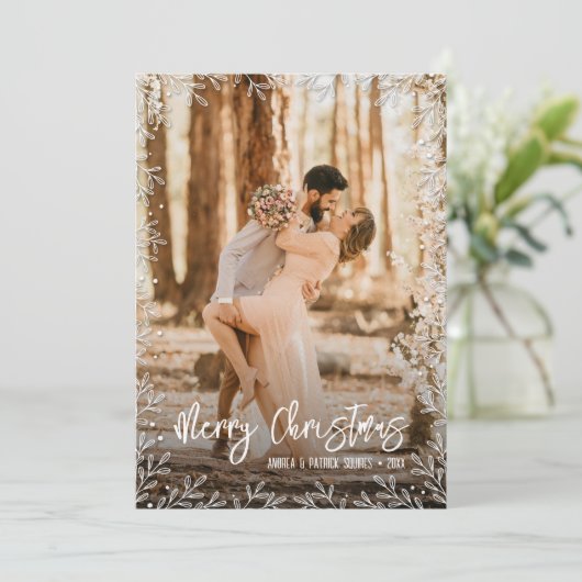 白い葉のクリ縁どススマス写真 シーズンカード (スタンド正面)