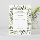 白い葉のフレーム 緑の葉 水彩 結婚式 招待状 (スタンド正面)