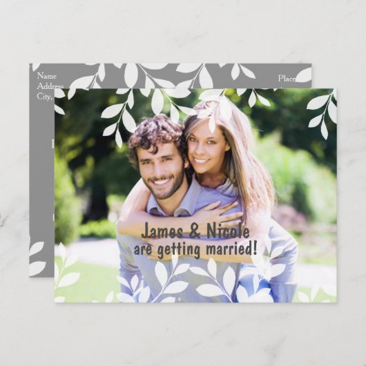 白い葉のモダン植物写真ポストカード 案内ポストカード (正面/裏面)