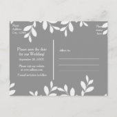 白い葉のモダン植物写真ポストカード 案内ポストカード (裏面)
