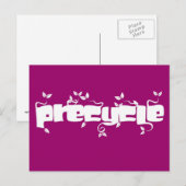 白い葉のレタリングのPrecycleの郵便はがき ポストカード (正面/裏面)