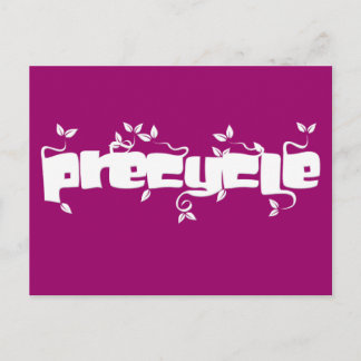 白い葉のレタリングのPrecycleの郵便はがき ポストカード