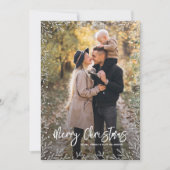 白い葉の縁どクリスマス写真黒 シーズンカード (正面)