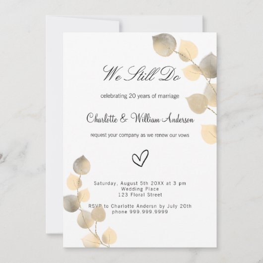 白い葉の黄金ユーカリの再生を誓う 招待状 (正面)