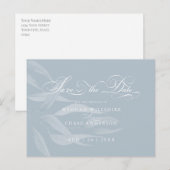 白い葉をダスティブルーにモダン保存する ポストカード (正面/裏面)