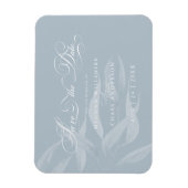 白い葉をダスティブルーにモダン保存する マグネット (縦)