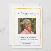 白い葬儀のお祝いと人生の写真プログラム 招待状 (正面)