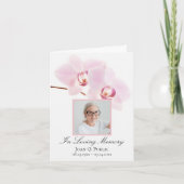 白い葬儀用メモリアルに飾るピンクの蘭 サンキューカード (正面)
