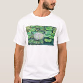 白い蓮と蓮の葉 Tシャツ (正面)