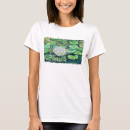 白い蓮と蓮の葉 Tシャツ