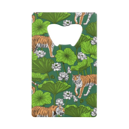 白い蓮の池の虎 クレジットカード栓抜き (正面)