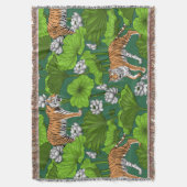 白い蓮の池の虎 スローブランケット (正面縦)