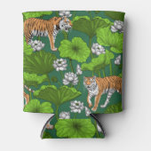 白い蓮の池の虎 缶クーラー (正面)