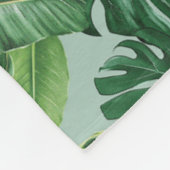 白い蓮の熱帯林冠模様 フリースブランケット (角)