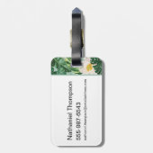 白い蓮の熱帯林冠模様 ラゲッジタグ (裏面縦)