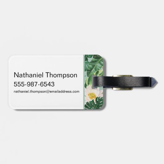 白い蓮の熱帯林冠模様 ラゲッジタグ (裏面横)