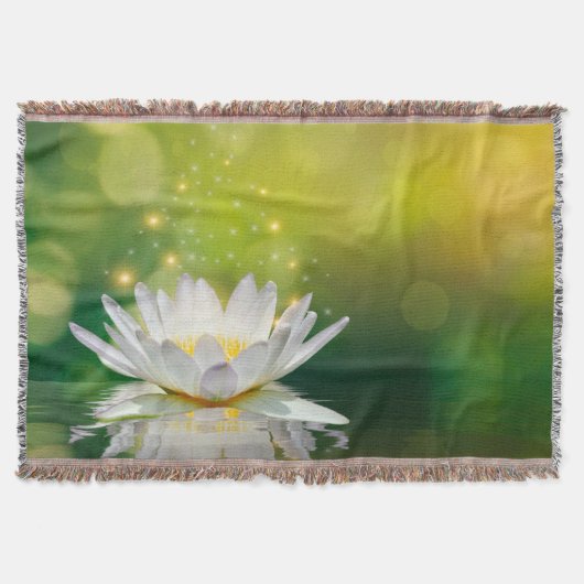 白い蓮の花の風景、禅 スローブランケット (正面)